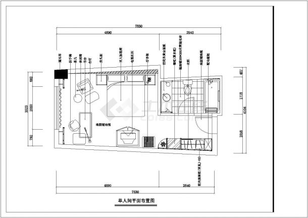 商务酒店样板房全套装修设计图纸-图一