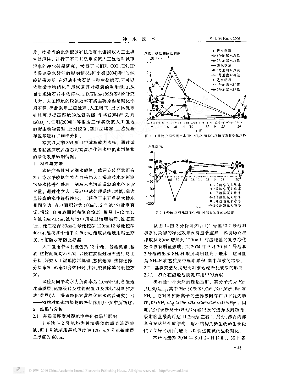 人工湿地净化富营养化河水试验研究基质层及流态对氮素污染物净化效果的影响-图二