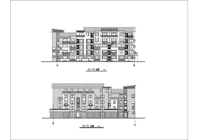 小型的多层住宅建筑图（共4张）_图1