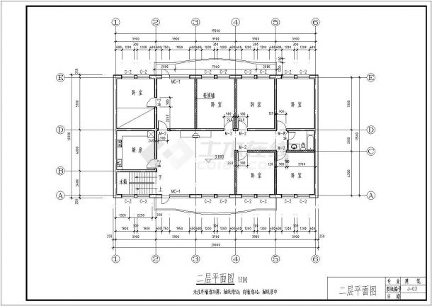 某二层农村住宅建筑设计图（长20米 宽12米）-图二