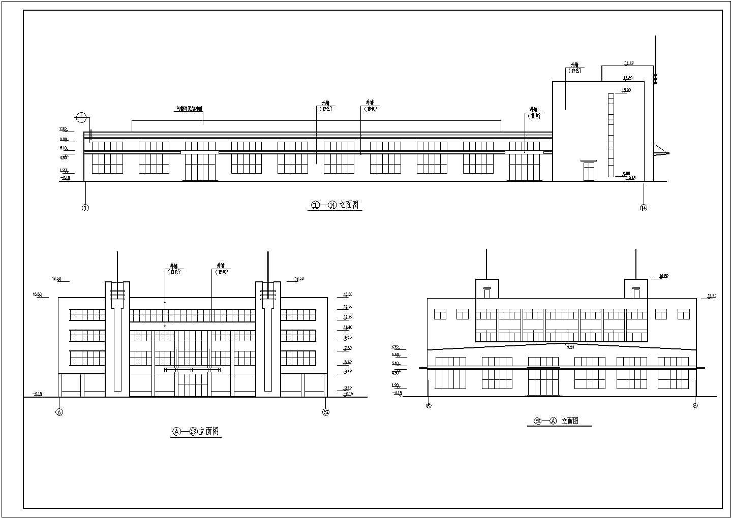 某主二层局部四层磨工车间厂房建筑设计图（含门窗大样）