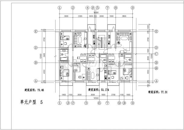 【上海市】某地小区住宅经典户型平面图-图二