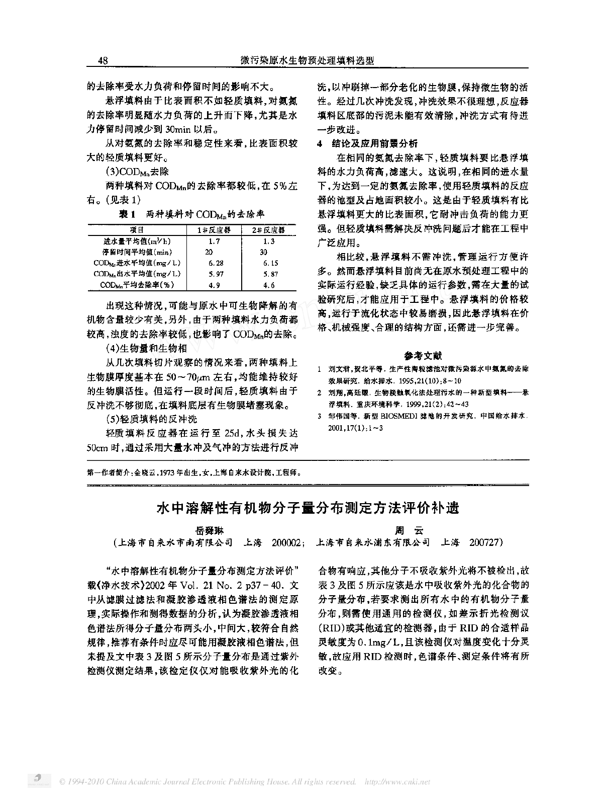 水中溶解性有机物分子量分布测定方法评价补遗-图一