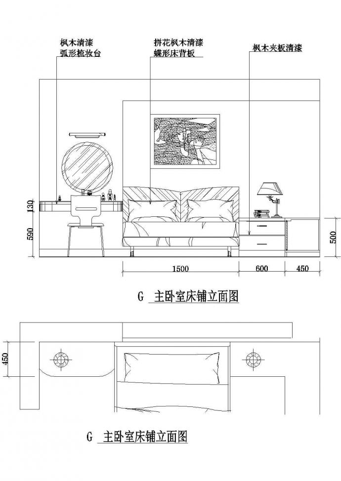 某住宅区经典两居室内装修设计方案cad图_图1