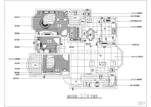 某小区两居室住宅家装设计cad方案图-图二