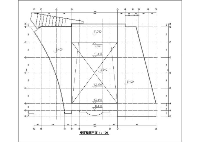 某中学餐厅兼礼堂剖面图_图1