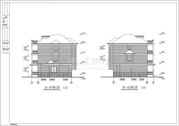 某三层阁楼别墅建筑设计图（长13.44米 宽12.24米）-图二