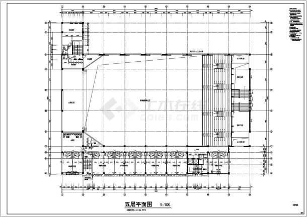 某地现代体育馆建筑平立剖面图-图二