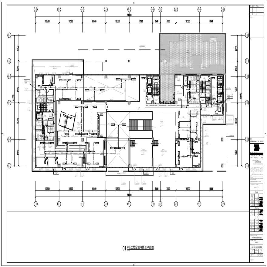 M21-017-A栋二层空调冷媒管平面图-图一