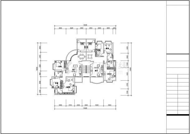 某住宅建筑设计CAD户型平面图-图一