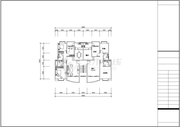 某住宅建筑设计CAD户型平面图-图二
