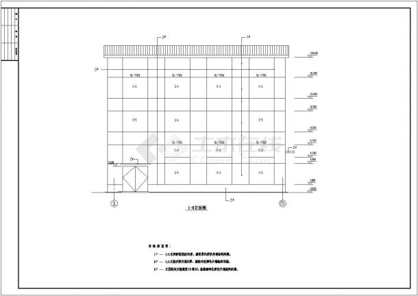 某空分装置增设空压机组项目空压厂房建筑设计图（1253.82平米）-图二