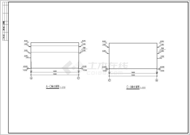 某单层小厂房建筑设计图（长29.04米 宽15.04米）-图二