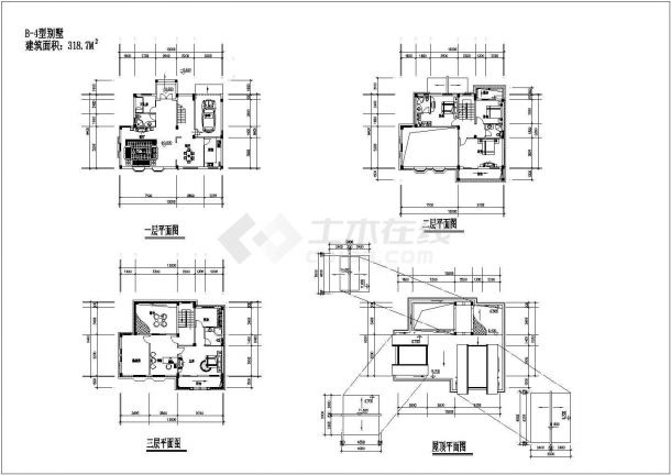 某三层别墅建筑设计图（长13米 宽9.4米）-图二