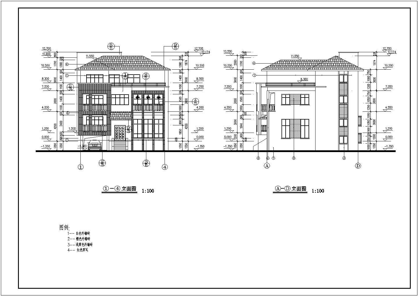 某三层特级别墅建筑设计图（长13米 宽12米）