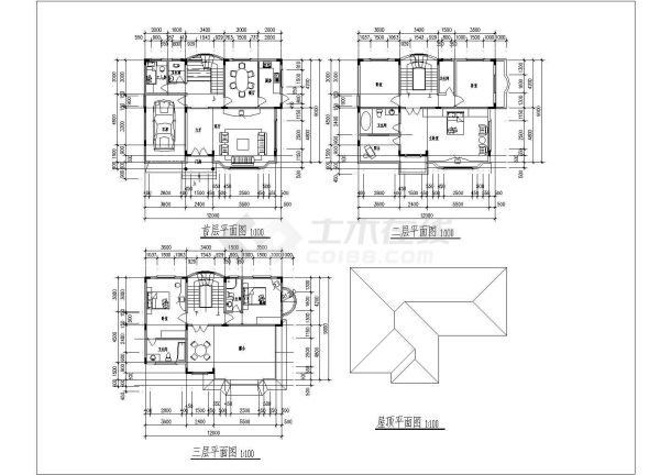 某欧式别墅建施图附效果图-图二