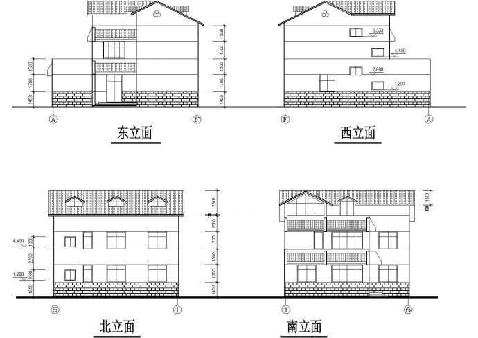 乡村别墅小楼建筑CAD平面布置参考图_图1