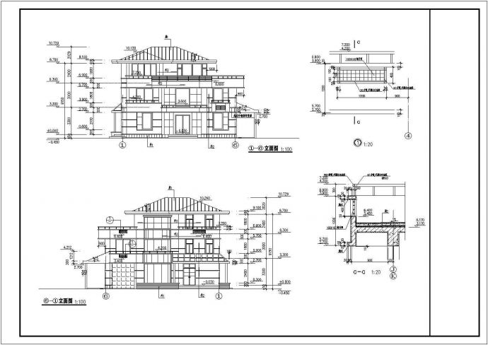 某三层别墅建筑设计图（长14.1米 宽13.8米）_图1