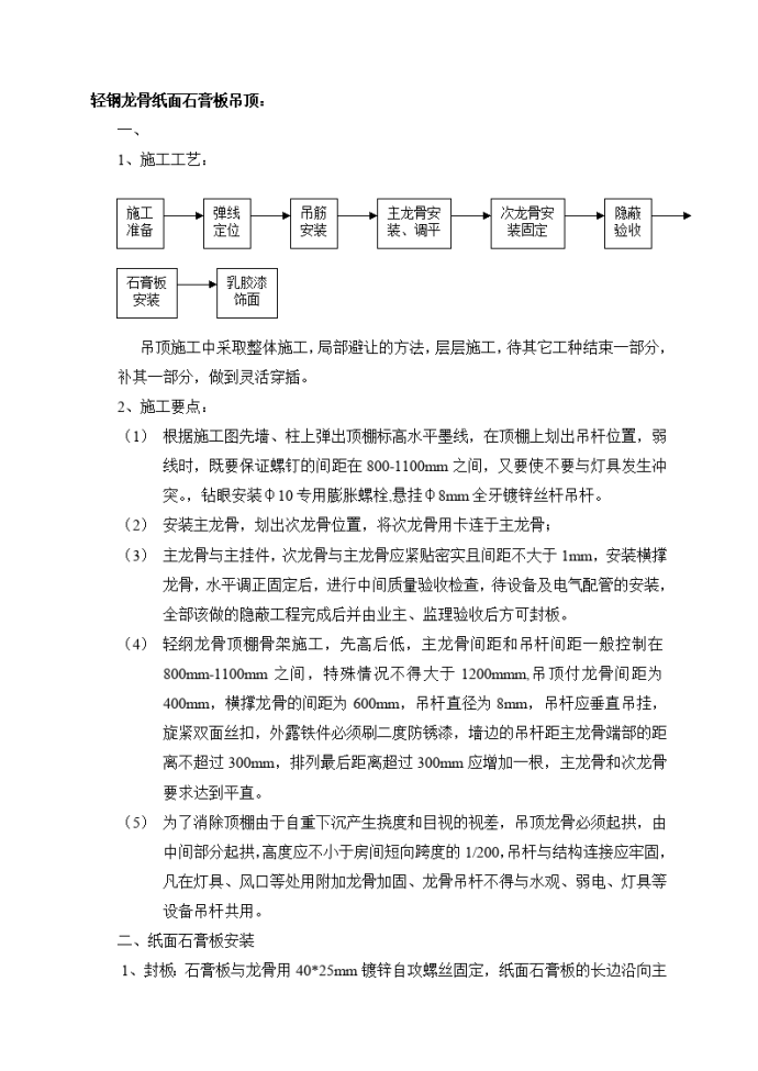 轻钢龙骨纸面石膏板吊顶—施工工艺与要点_图1