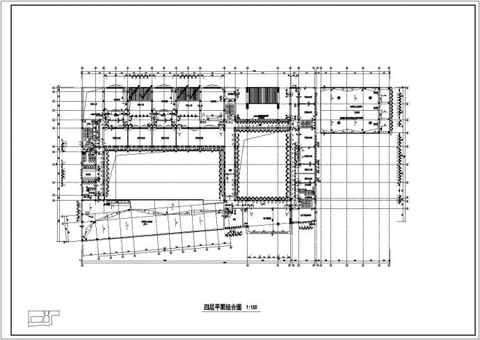 某学校教学楼CAD屋顶平面组合图_图1