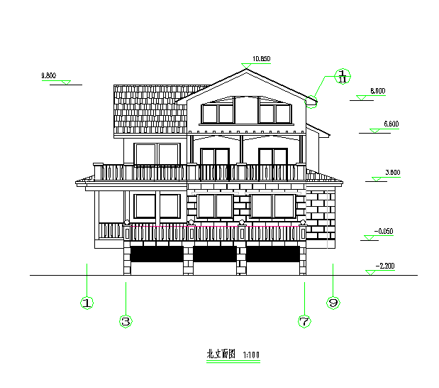 【江西】某地三层别墅建筑设计施工图纸_图1