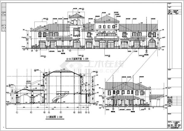某别墅区二层商业会所建筑设计图（共11张）-图一
