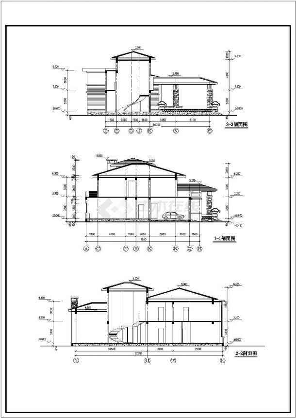 某地单家独院式别墅建筑设计图（共4张）-图二