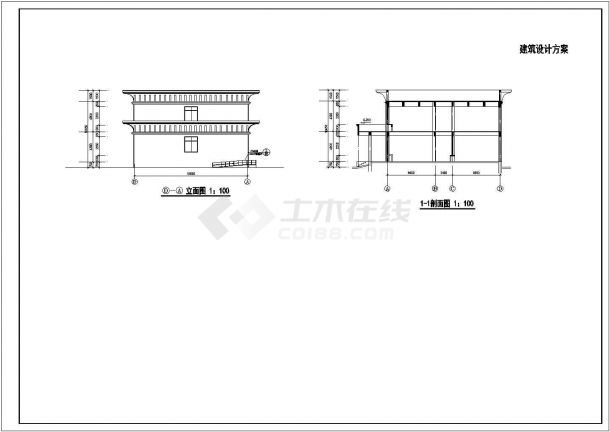 【江西】某餐馆全套建筑设计方案图-图二