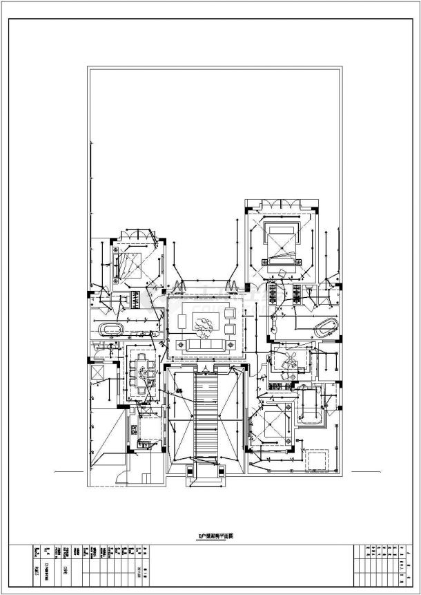 大型别墅建筑工程三种户型电气施工图纸-图二