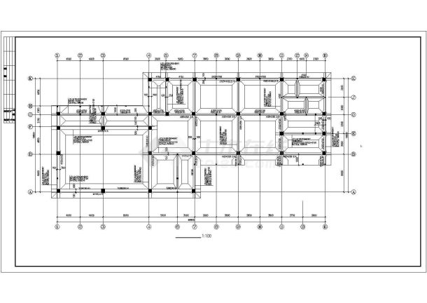 三层框架办公楼结构CAD图-图一