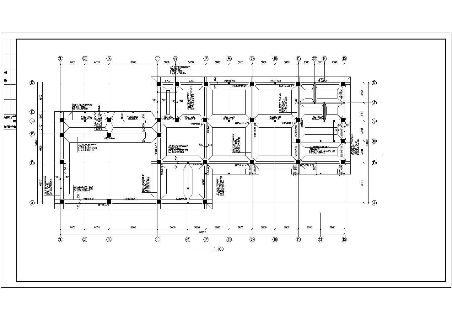 三层框架办公楼结构CAD图
