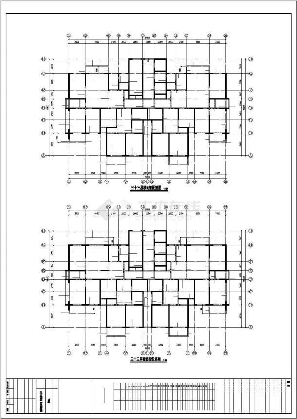 徐州某33层住宅结构CAD平面布置参考图-图一