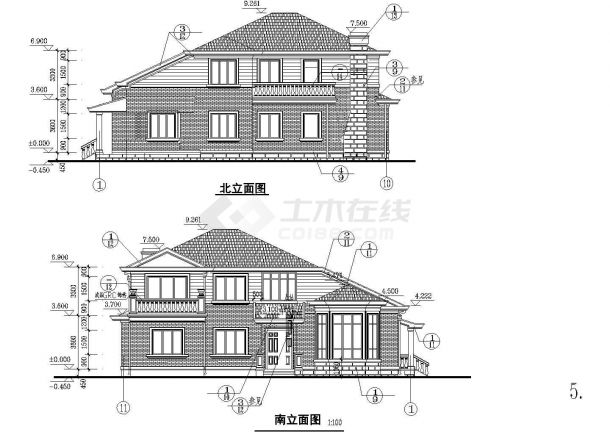 某地区别墅全套建筑图（共12张）-图二