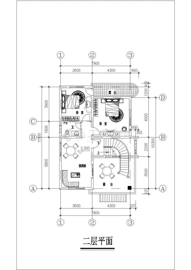 某地区度假别墅建筑图（共6张）-图二