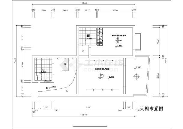 一室户型室内装修方案cad平面施工图-图一