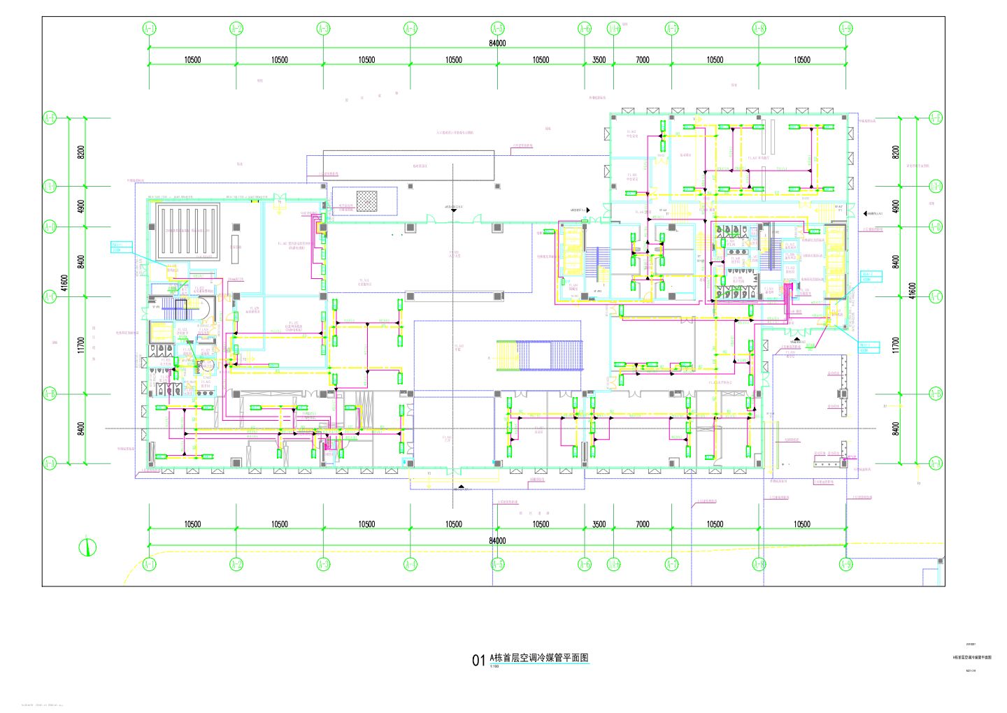 M21-016-A栋首层空调冷媒管平面图 CAD图