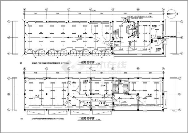 江苏某地办公楼全套电气安装设计图-图二