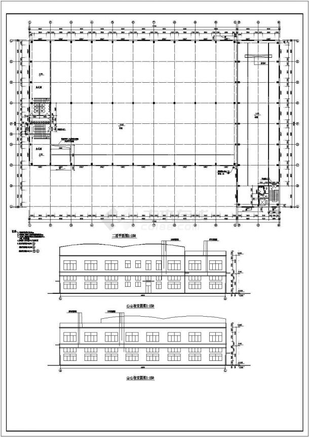 某地小型工业厂房建筑设计施工图（共4张）-图二