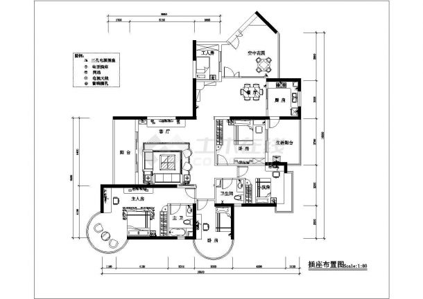 某地四房两厅高档住宅楼装修设计图-图二