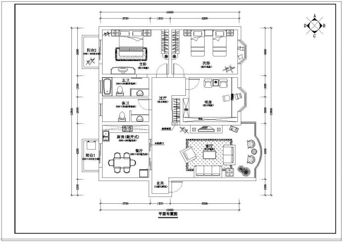 某地经典三室住宅室内装修施工方案图_图1