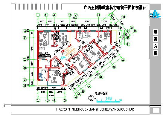 【广西】某地五层住宅楼不规则建筑设计施工图纸_图1