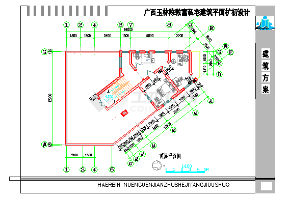【广西】某地五层住宅楼不规则建筑设计施工图纸-图二