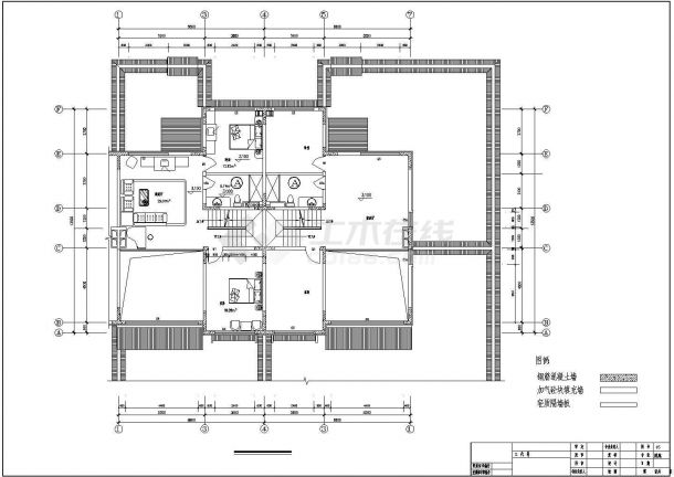 某高档独立多层别墅建筑设方案计cad图-图二