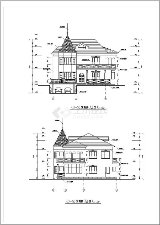 一套现代化别墅建筑图（共8张）-图二