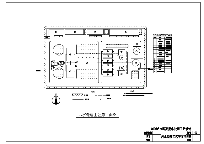 2000m3/印染废水接触氧化处理图纸