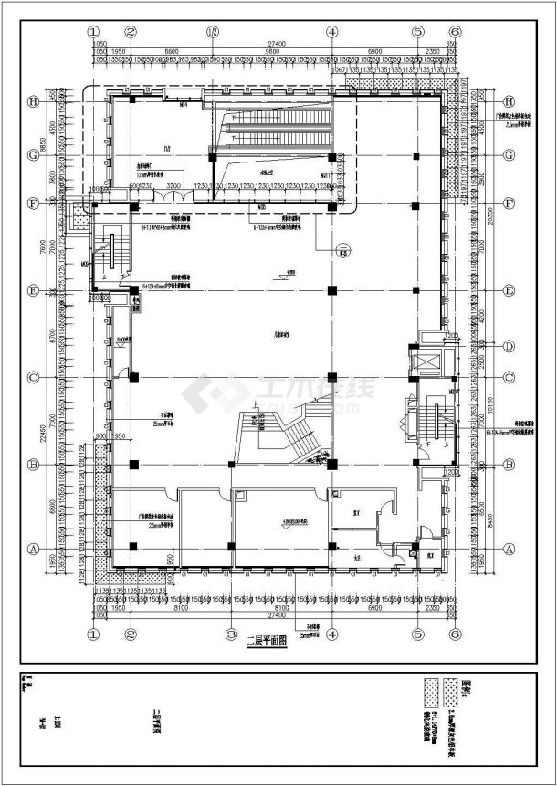 长春市某高层商业综合楼幕墙施工CAD布置图-图二