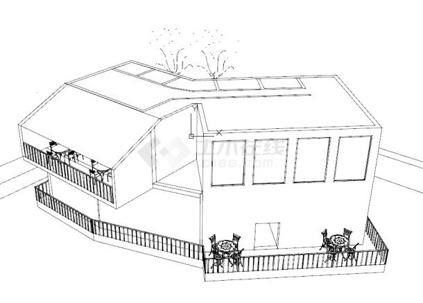 【课程设计】某休闲场所方案CAD图、渲染图-图二