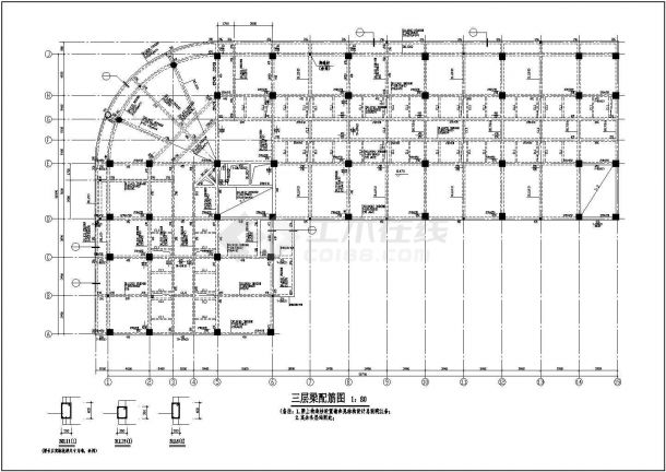 框架式办公综合楼cad结构施工图纸-图二