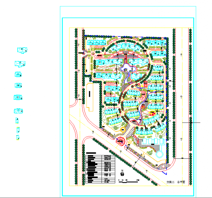 某地联排住宅区规划设计总平面图_图1