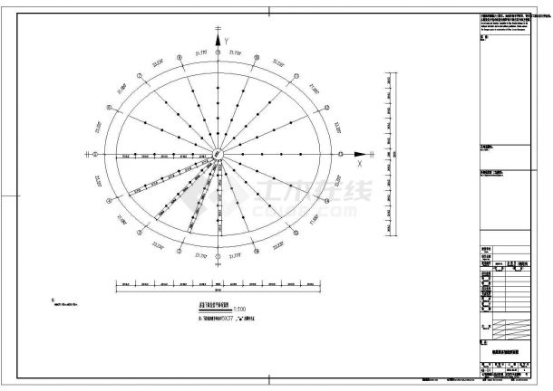 某地国际广场钢屋盖轮辐式张弦梁结构设计施工图-图二